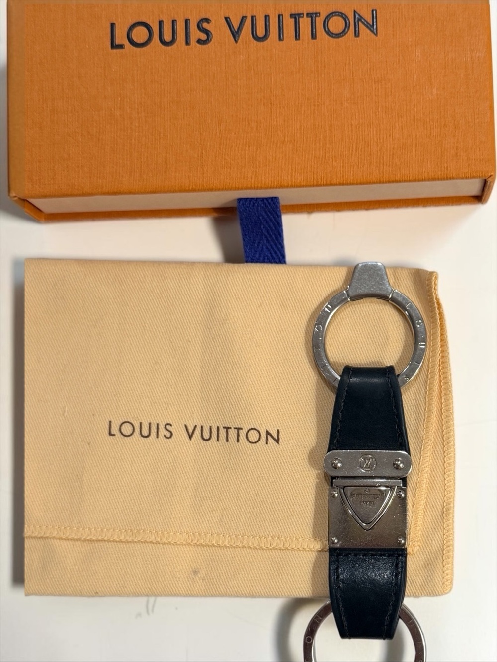 Louis Vuitton Silver Toned Valet Keychain + Dust Bag & Box - PreLOVED
